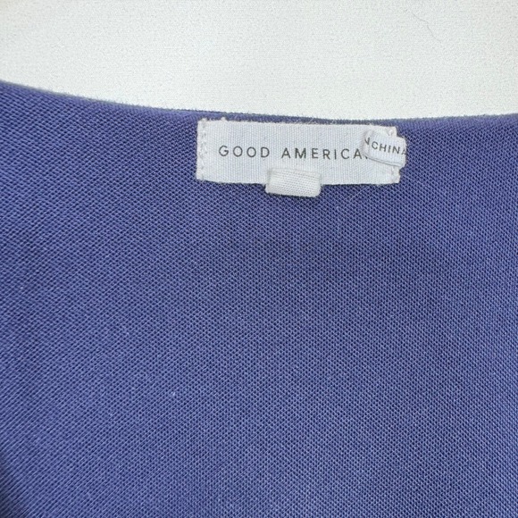 Good American DIsco Blue Long Sleeve V-Neck Thong Bodysuit Size 3 L - Picture 6 of 8